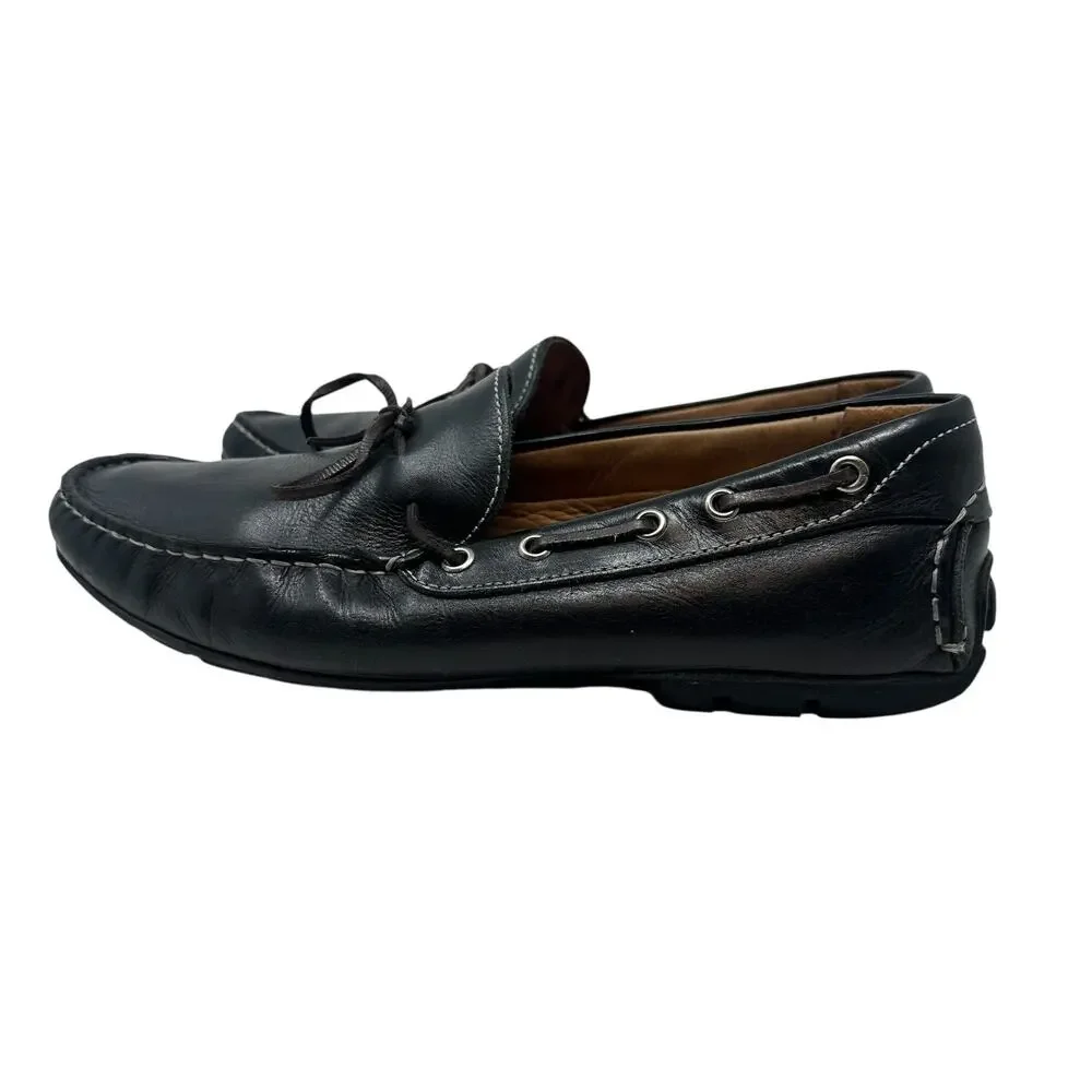 Peter Millar Pebbled Leather Driver‎ Moc Loafers Black Driving Shoes Men's 9M